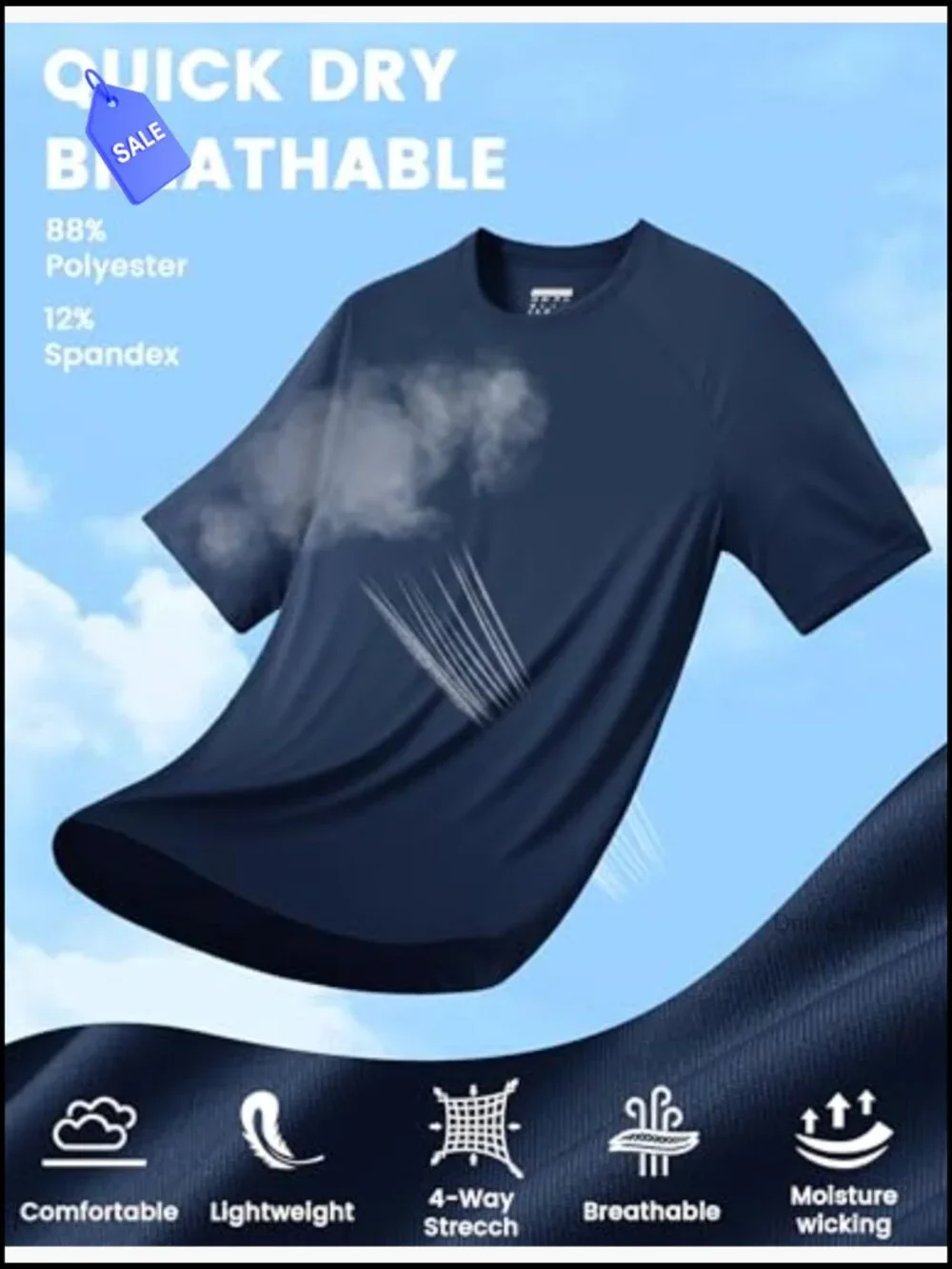 UPF 50+ Sun Protection Quick Dry Athletic T-Shirt for Hiking Running Swim